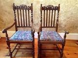Pair of barley twist arm chairs
