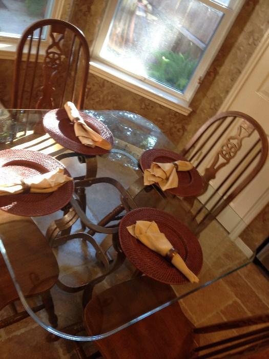 Breakfast Glass Top Table with 4 Chairs