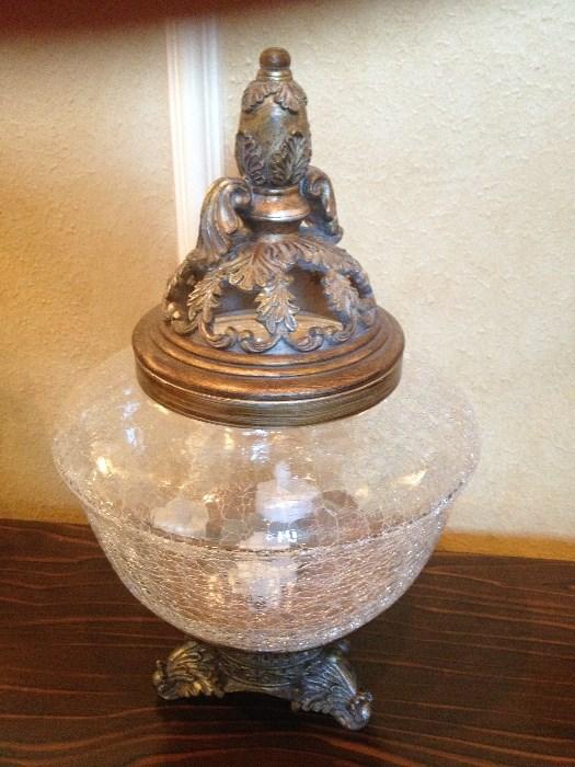 Crackle Glass Compote