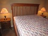Queen with mission style headboard and footboard, mattress and box springs