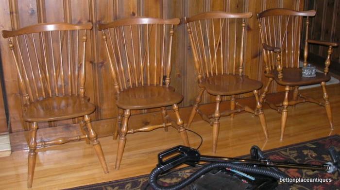 4 matching maple chairs