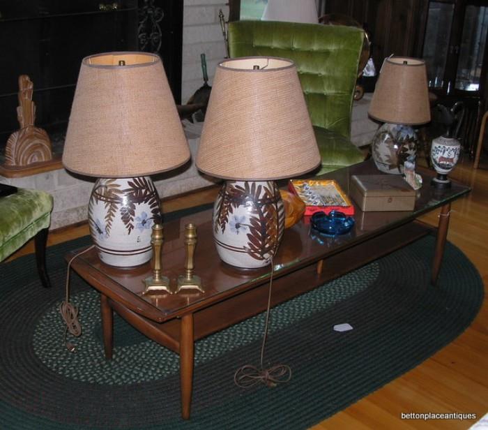 Mid Century Danish Coffee table and lamps