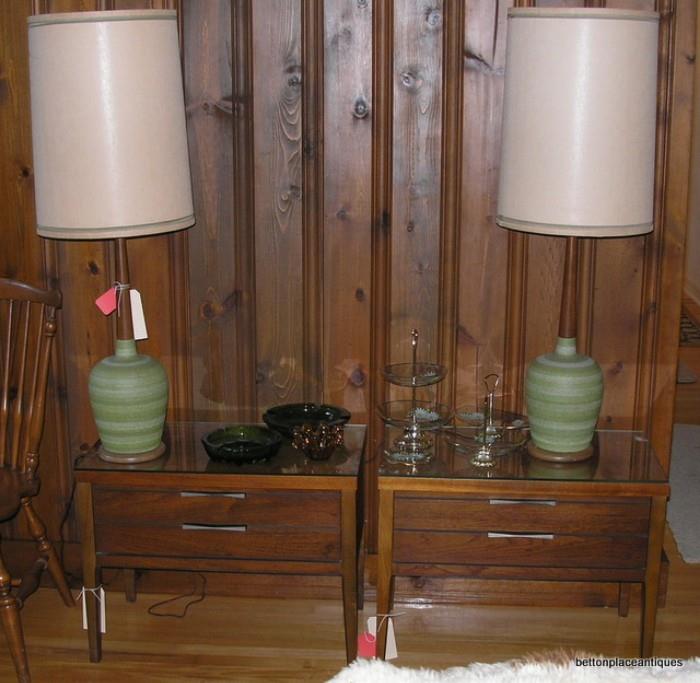 Matching Mid Century lane end-tables/lamps