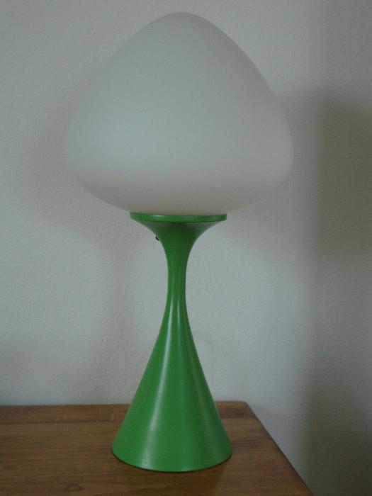 metal base and glass shade lamp