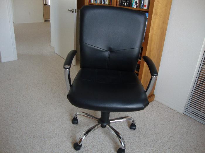 Leather and chrome office chair (2)