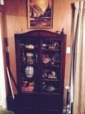 Leaded glass cabinet, oil painting, etc