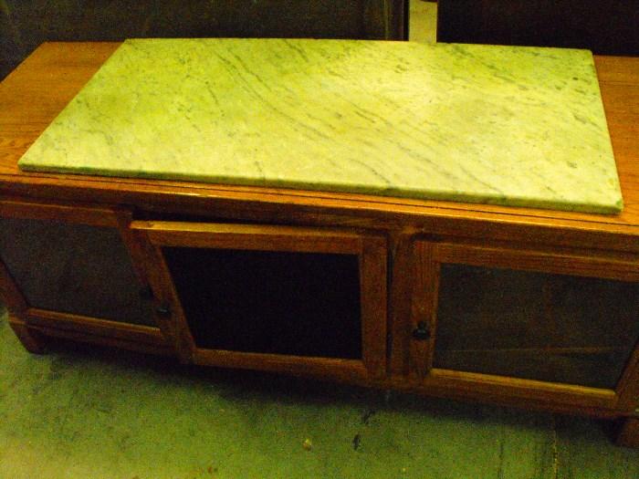 TV stand and antique marble top for table or dresser