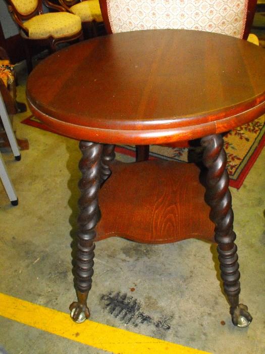 antique ball & claw ,barley twist table