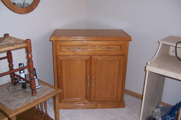Oak Cabinet with Drawer and Storage Cabinet below