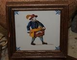 DETAIL ~ LARGE COLLECTION [16] OF FRAMED DUTCH DELFT POLYCHROME OCCUPATIONAL TILES
