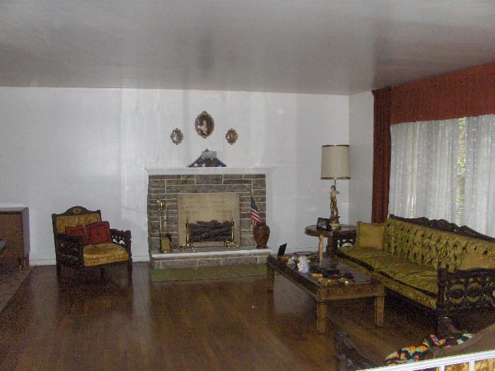 Living room set,  artificial fireplace, end tables, coffee table