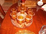 Tiara glass decanter, tray and glasses