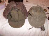 Old military hats with ear flaps