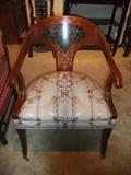 Elegant Hand Painted Chair with curved back & stuffover seat.