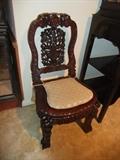 Pair of Chinese Carved Hardwood Side Chairs.