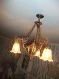 Brass & glass Light Fixture.