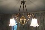 Brass & glass Light Fixture.
