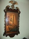 Antique Gilt Mahogany Eagle & Plume Mirror