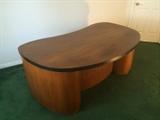 Mid Century Modern/Deco STOW & DAVIS Curved Executive Desk with Brass Pulls