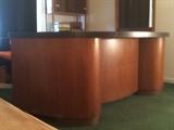 Mid Century Modern/Deco STOW & DAVIS Curved Executive Desk with Brass Pulls