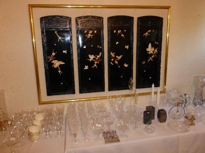 Coromandel Screen, Waterford Stemware, Other Crystal