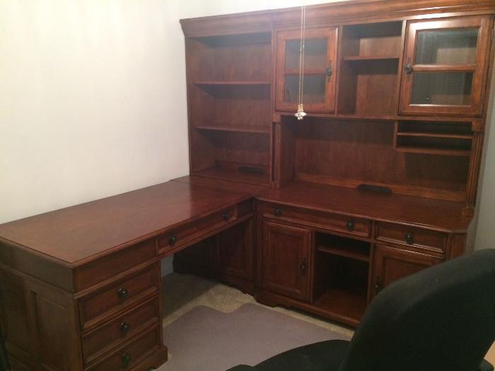 Large Corner Office Desk with Attached BookCase