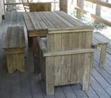 Outdoor table with chairs & benches