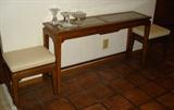 Hammary sofa table, stools