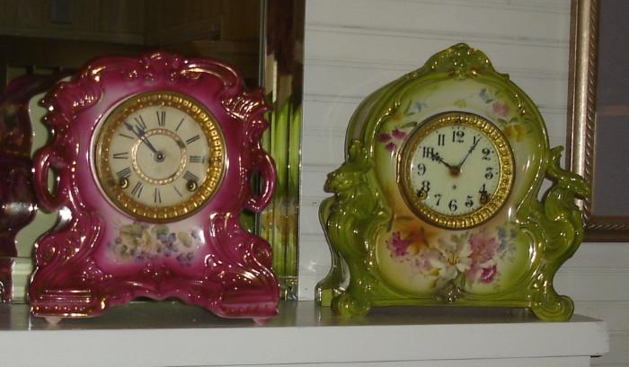 Antique Ansonia porcelain clocks