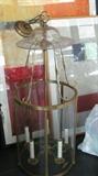 Very large and very nice brass and glass chandlelier.