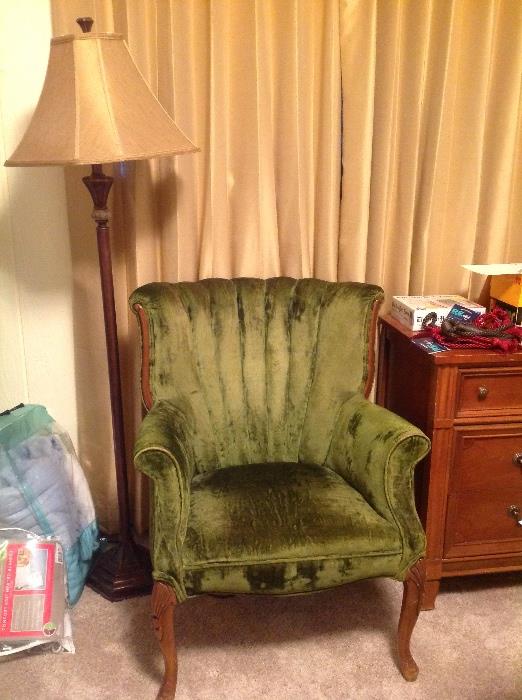 Retro green velvet chair