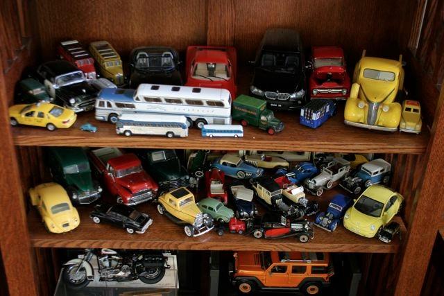 A collection of model cars that includes some Franklin Mint and English miniatures, a few racy little Italian models and some that are just for fun.
