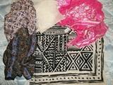 Some of the vintage fashion scarves, including 3 Vera silk at right.