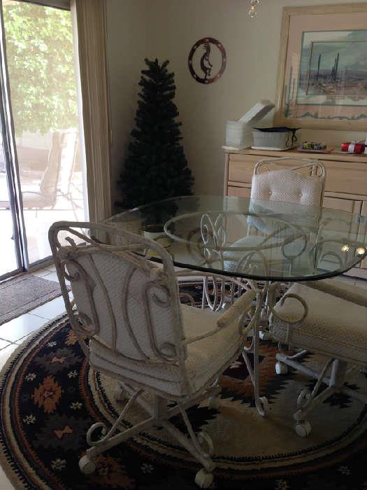 Glass Top Table and Chairs, Buffet, Christmas tree, Picture