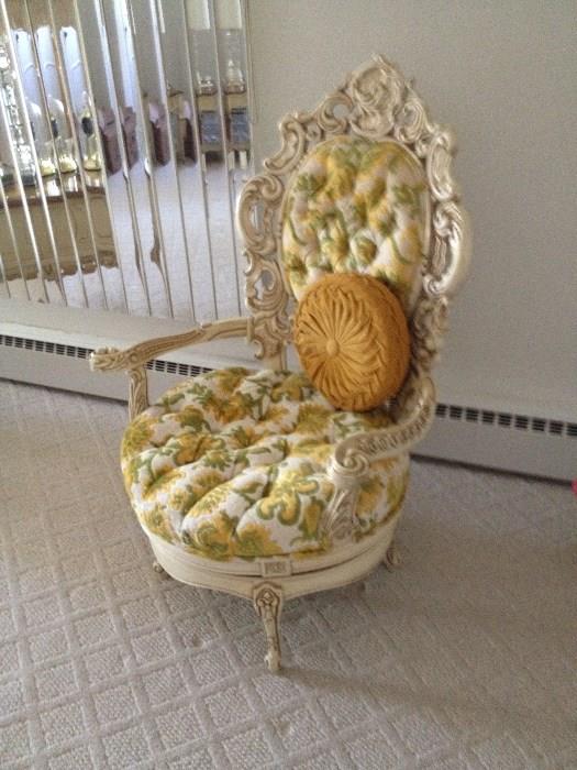 tufted carved vintage chair