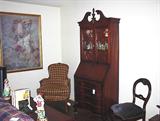 Maddox secretary, O/S chair, carved back side chair.