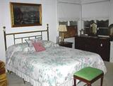 Queen size brass bed, etc.