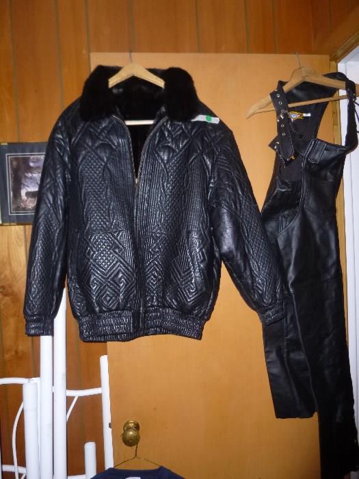 Beautiful Leather coat that is reversible to black mink