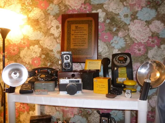 Vintage phones and cameras
