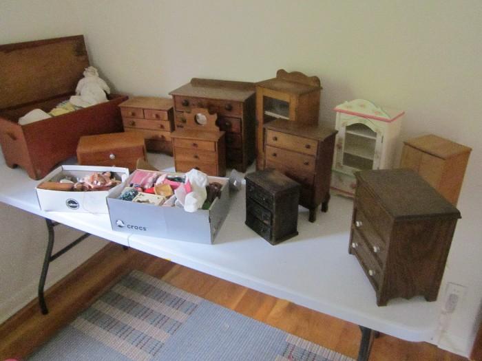 Some of the doll and child antique furniture.