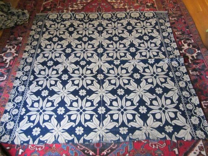 Antique coverlet woven by W. Wolf, Shelby, Richland Co. Ohio 1854