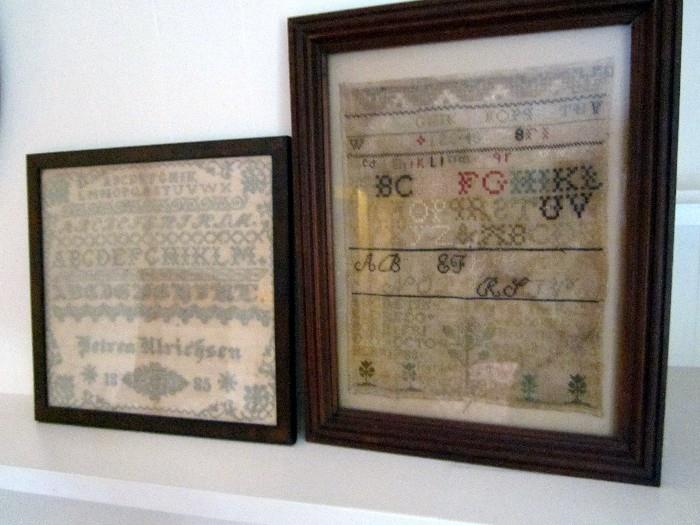 Two samplers, on left dated 1825, on right dated 1788. Good condition.