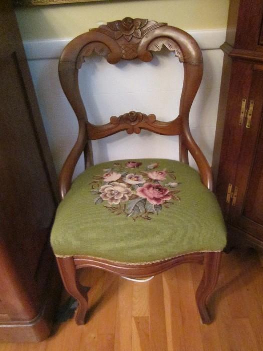 Victorian needle point upholstered chair.