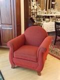 Ethan Allen Ansonia Red Chenille Arm Chair