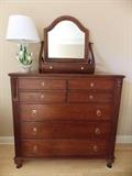 Ethan Allen Tall Dresser with Mirror - Enamel Painted Lamp on Soapstone Base
