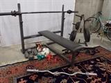 Very Nice Heavy Weight Bench and Black Bar - Weight Stand with Weights