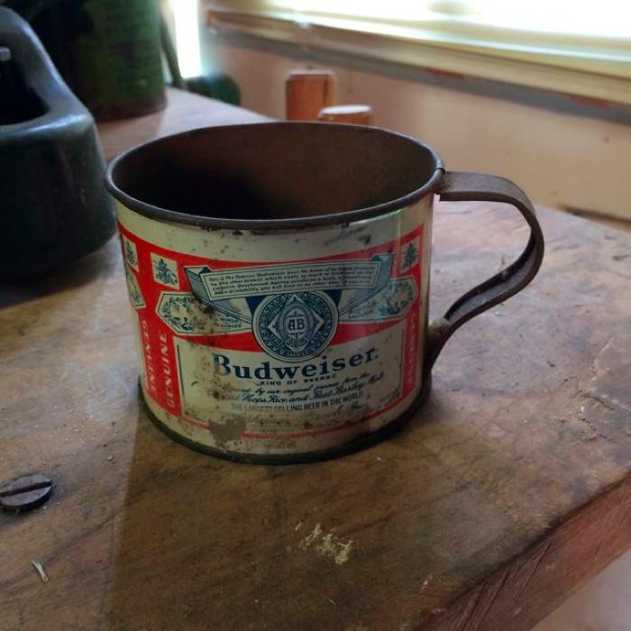 vintage Budweiser tin cup
