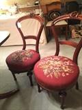          Pair of antique needle point seat chairs