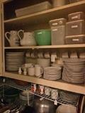          Large assortment of dishes & Tupperware;