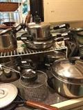                     Many pots, pan, & skillets;